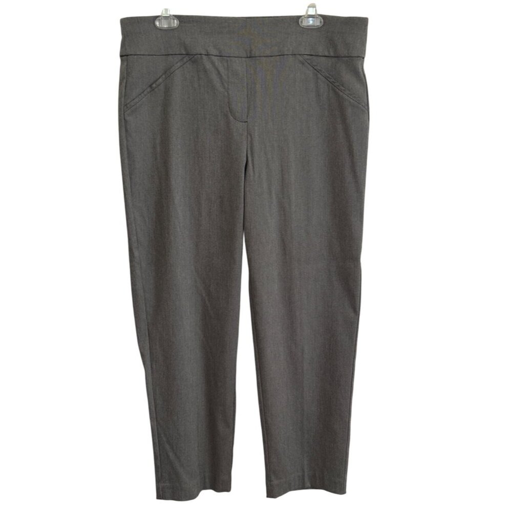 Alfred Dunner Gray Straight-Leg Elastic Waist Pants Size 12 Office Casual